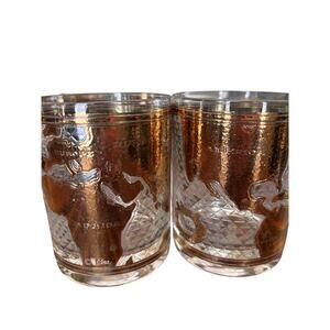 Cocktail / barware glasses Low ball .Set of 6 Cera 22kt gold world map